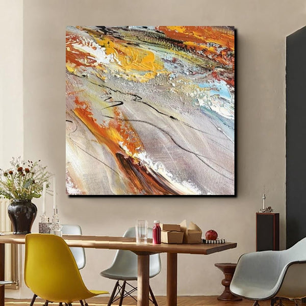 Living Room Modern Paintings, Simple Abstract Paintings, Abstract Contemporary Paintings, Heavy Texture Painting, Hand Painted Canvas Art-ArtWorkCrafts.com