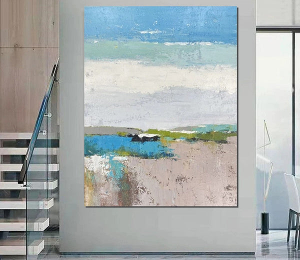 Acrylic Paintings on Canvas, Simple Modern Art, Large Paintings Behind Sofa, Acrylic Painting for Bedroom, Blue Modern Paintings, Buy Paintings Online-ArtWorkCrafts.com