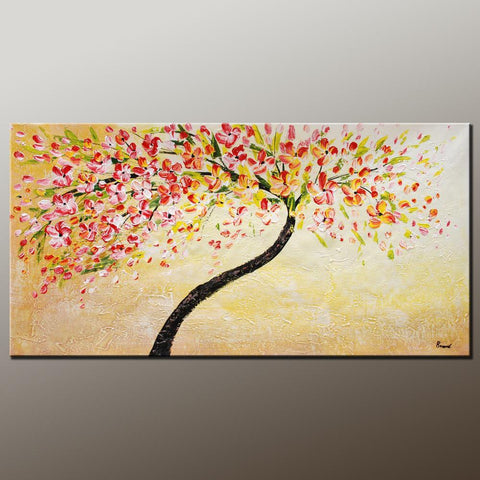 Oil Painting, Heavy Texture Painting, Floral Art, Flower Painting, Canvas Wall Art, Bedroom Wall Art, Canvas Art, Modern Art, Contemporary Art-ArtWorkCrafts.com