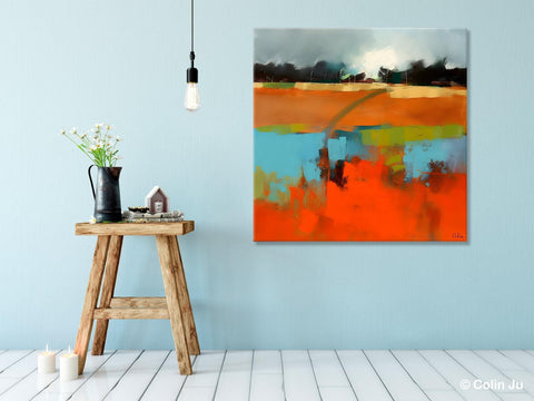 Original Abstract Wall Art, Landscape Acrylic Art, Landscape Canvas Art, Hand Painted Canvas Art, Large Abstract Painting for Living Room-ArtWorkCrafts.com