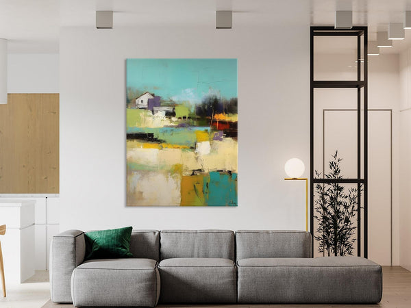 Landscape Canvas Paintings for Dining Room, Extra Large Modern Wall Art, Acrylic Painting on Canvas, Original Landscape Abstract Painting-ArtWorkCrafts.com