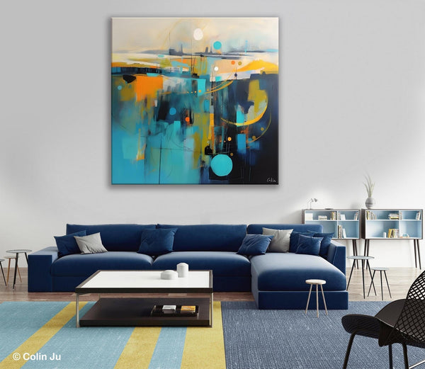 Extra Large Abstract Painting for Living Room, Acrylic Canvas Paintings, Original Modern Wall Art, Oversized Contemporary Acrylic Paintings-ArtWorkCrafts.com