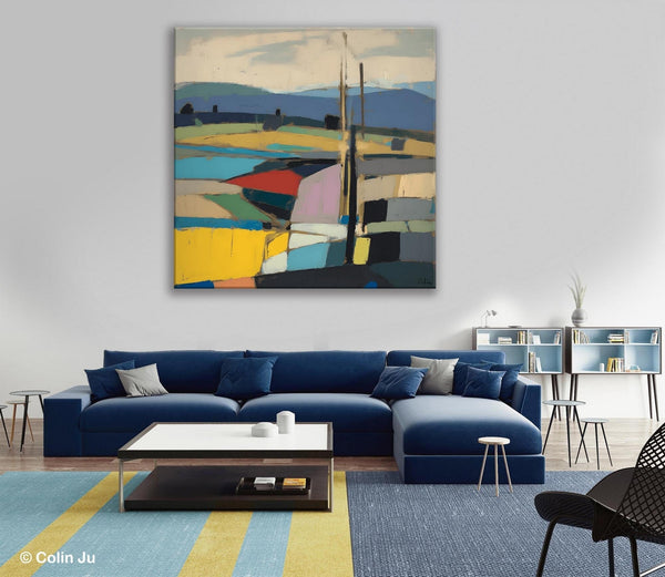 Original Landscape Wall Art Paintings, Abstract Wall Art Painting for Living Room, Landscape Canvas Paintings, Acrylic Painting on Canvas-ArtWorkCrafts.com