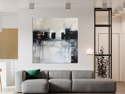 Contemporary Canvas Art, Black Acrylic Artwork, Original Abstract Wall Art, Hand Painted Canvas Art, Extra Large Abstract Painting for Sale-ArtWorkCrafts.com