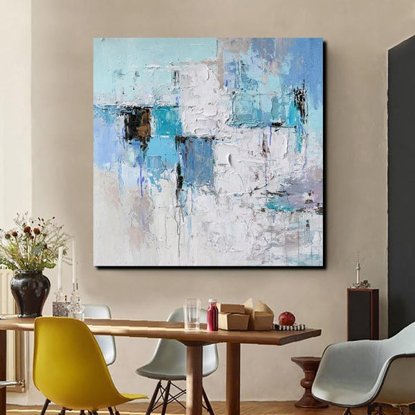 Simple Modern Paintings, Bedroom Abstract Paintings, Blue Abstract Contemporary Art, Acrylic Painting on Canvas, Hand Painted Canvas Art-ArtWorkCrafts.com