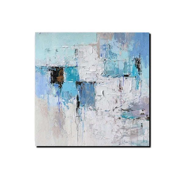 Simple Modern Paintings, Bedroom Abstract Paintings, Blue Abstract Contemporary Art, Acrylic Painting on Canvas, Hand Painted Canvas Art-ArtWorkCrafts.com