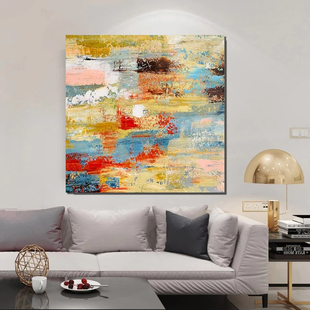 Simple Painting Ideas for Living Room, Hand Painted Wall Art