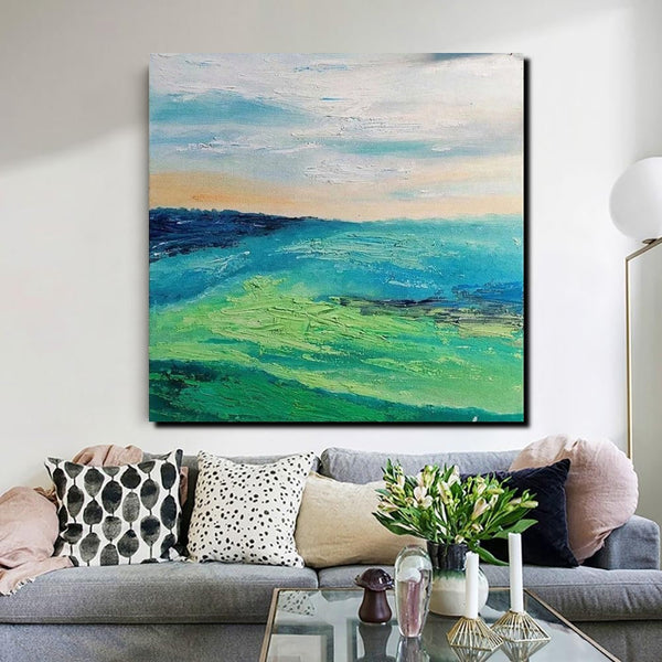 Landscape Acrylic Paintings, Abstract Landscape Painting, Modern Paintings for Living Room, Heavy Texture Painting, Large Painting Behind Sofa-ArtWorkCrafts.com