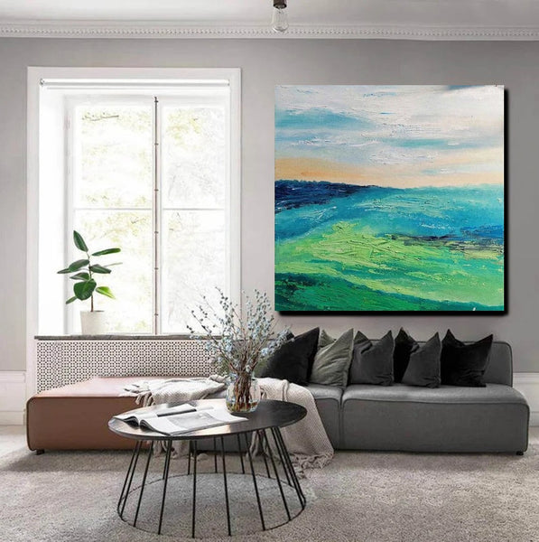 Landscape Acrylic Paintings, Abstract Landscape Painting, Modern Paintings for Living Room, Heavy Texture Painting, Large Painting Behind Sofa-ArtWorkCrafts.com