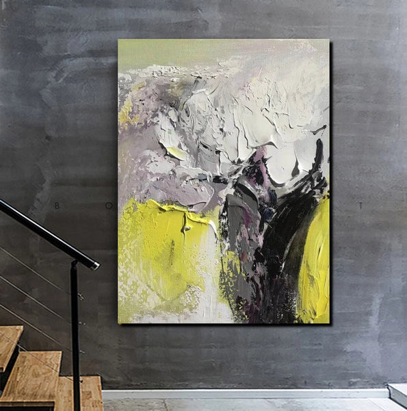 Living Room Abstract Paintings, Hand Painted Canvas Paintings, Heavy Texture Paintings, Palette Knife Painting, Modern Acrylic Painting-ArtWorkCrafts.com