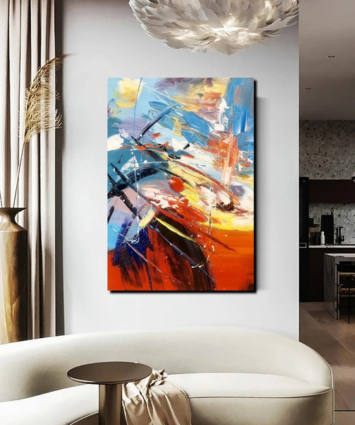 Living Room Modern Paintings, Acylic Canvas Paintings, Large Painting on Canvas, Modern Abstract Painting-ArtWorkCrafts.com