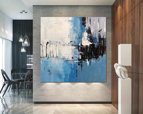 Simple Abstract Painting for Living Room, Modern Paintings for Dining Room, Blue Contemporary Modern Art Paintings, Hand Painted Art, Bedroom Wall Art Ideas-ArtWorkCrafts.com