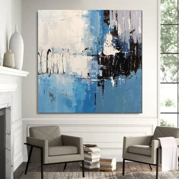 Simple Abstract Painting for Living Room, Modern Paintings for Dining Room, Blue Contemporary Modern Art Paintings, Hand Painted Art, Bedroom Wall Art Ideas-ArtWorkCrafts.com