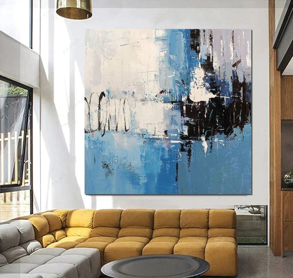 Simple Abstract Painting for Living Room, Modern Paintings for Dining Room, Blue Contemporary Modern Art Paintings, Hand Painted Art, Bedroom Wall Art Ideas-ArtWorkCrafts.com